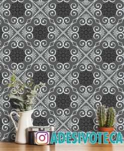 Adesivo Papel de Parede Floral Black & White
