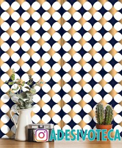 Adesivo Papel de Parede Azul e Ouro