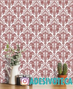 Adesivo Papel de Parede Damask Vinho Rustico