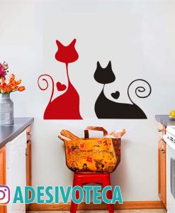 Adesivo de Parede Casal de Gatos