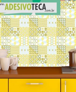 Adesivo Parede Azulejo Retrô Amarelo